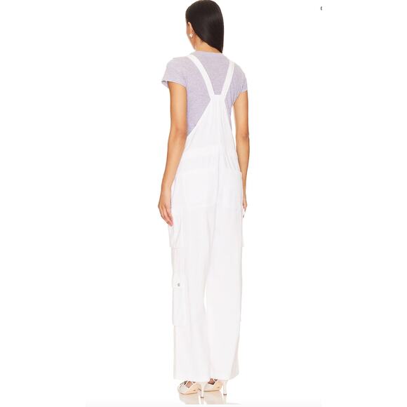 BlankNYC Overalls Womens Size Large White Cargo Y2K Style Baggy Utility Street - Picture 2 of 8